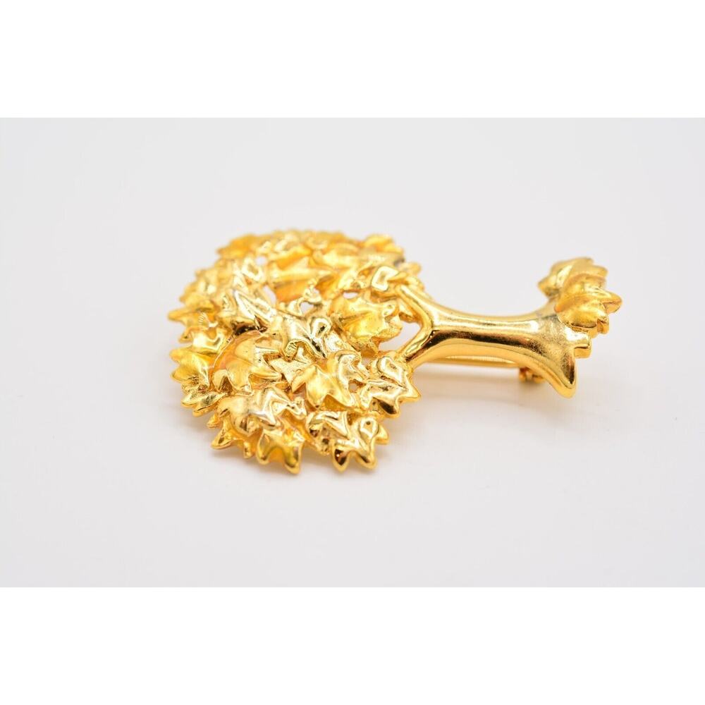 Danecraft Vintage Autumn Tree Pin Brooch Brushed Gold Fall Leaves Signed BinA10 - Picture 8 of 12